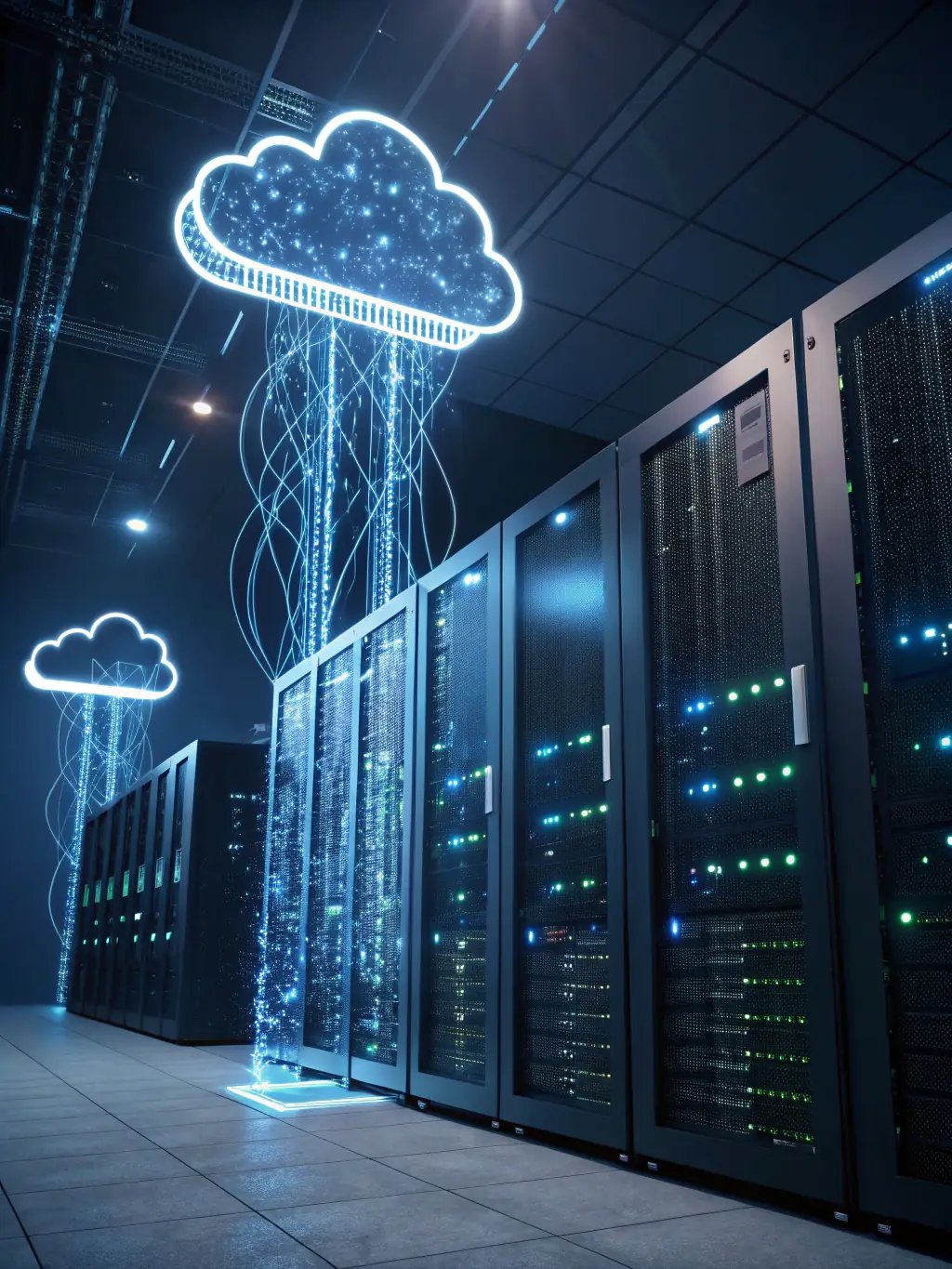 A visual representation of a cloud infrastructure diagram, highlighting the use of cloud services for scalable and reliable application deployment by 325 Technologies LLC.